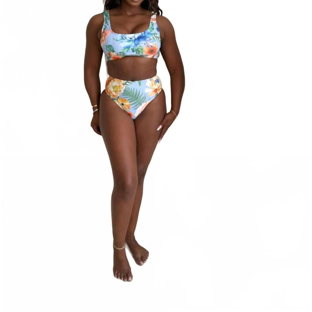 NEW TFY COLLECTION tropical summer two piece swim set in blue